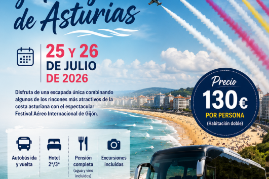 ✈️25 AL 26 JULIO 2026 - FESTIVAL AÉREO Y PLAYAS DE ASTURIAS ✈️ 130€