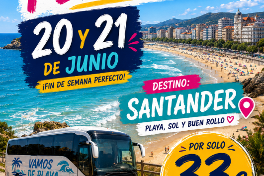 20 JUNIO 2026 - SANTANDER 👇 33€ ✅️ BUS PLAYERO  ⬇️