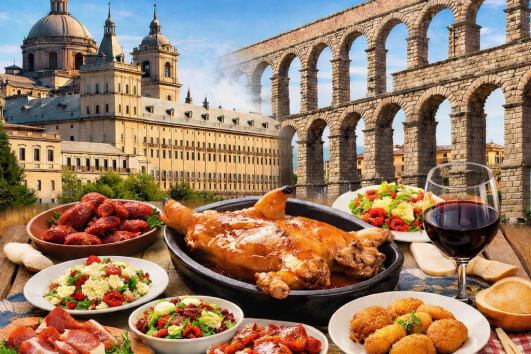 🚌EL ESCORIAL Y SEGOVIA + ( COMIDA INCLUIDA DE 15 PLATOS) 18,19 ABRIL Y 16 DE MAYO