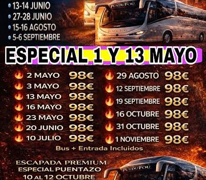 🏰🗡️PUY DE FOU  1 MAYO 98€ 🏰🗡️  ENTRADAS DIURNAS Y NOCTURNAS